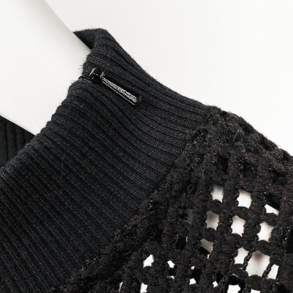See by Chloe Black Crochet Long-Sleeve Mini Dress - Picture 7 of 8